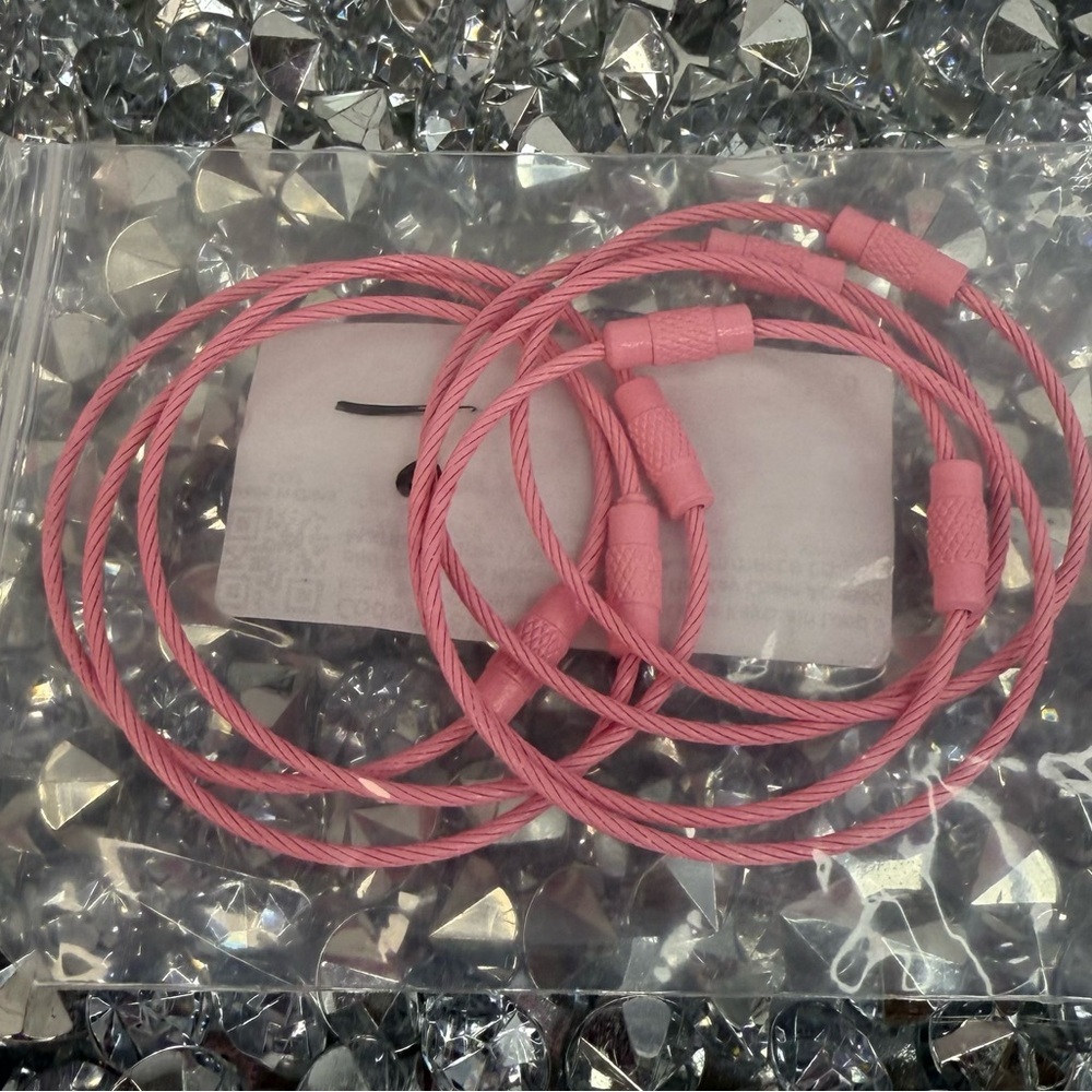 Steel wire keychain sturdy heavy duty Pink Steel Cable Key Rings - Pack of 2